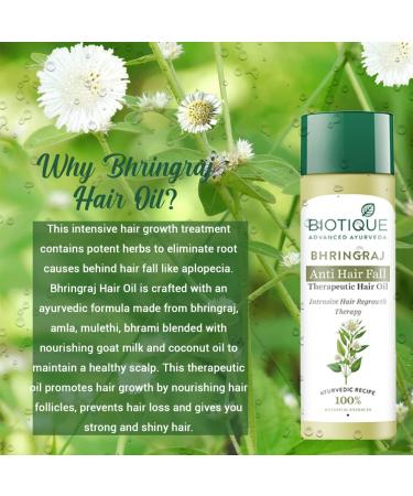 Biotique Bhringraj Therapeutic Oil 200ml - Intensive Hair Regrowth & Natural Care for Dry Scalp - 100% Pure & Premium Grade - Buy Online on GoSupps.com