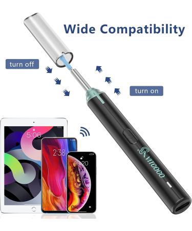 VITCOCO Ear Wax Removal Tool - 1920P HD Camera with 6 LED Lights & 8 Ear Spoons | Ear Cleaning Kit for iPhone, iPad, Android - Black+Blue - Buy Online on GoSupps.com