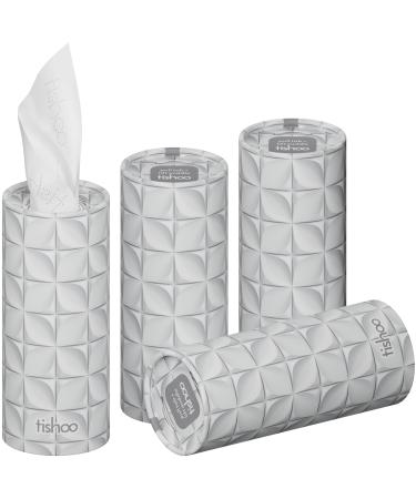 TiShoo Extra Soft 4-Latz handkerchiefs with moisturizer |For cup holders in the car at home and travel |16 tubes in plastic -free packaging |Gray/Tiles Gray/Tiles 16 pieces (1 Pack)