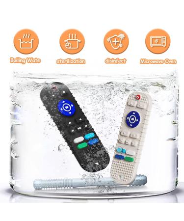 FFTROC Silicone Teething Toys for Babies - Remote Control Shape Teether Tube Chew Toys 4 Pack - Boys Girls Educational Sensor Toys - Buy Online on GoSupps.com