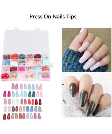 Coffin False Nails Coffin Shaped Press On Fake Nails 576 Pieces Full Coverage Shiny Mixed Colors Various Sizes Ballerina - Buy Online on GoSupps.com
