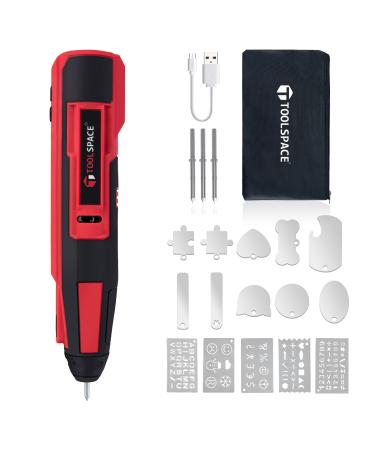 TOOLSPACE USB Rechargeable Engraving Pen Cordless Engraver Micro Electric Engraving Pen Mini DIY Engraving Tool Kit for Detail Metal Glass Ceramic Plastic Jewelry Engraving 4V Cordless Engraver