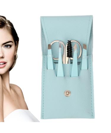 Eyebrow Shaping Kit with Bag Brow Scissors Professional Eyebrow Grooming Kit - Professional Eyebrow Scissors for Ingrown Hair Hair Plucking Daily Enchantress Blue 6-piece Set