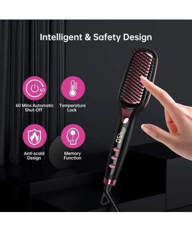 Buy Hair Straightener Brush | Fast Heating Anti-Scald Auto Lock & Off | Ideal for Home & Barber Shop - Buy Online on GoSupps.com