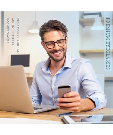 Livho Acetate Blue Light Blocking Glasses | Fashion Fake Eyeglass Frames for Women Men | Anti Blue Lens for Computer Gaming | Bright Black - Buy Online on GoSupps.com
