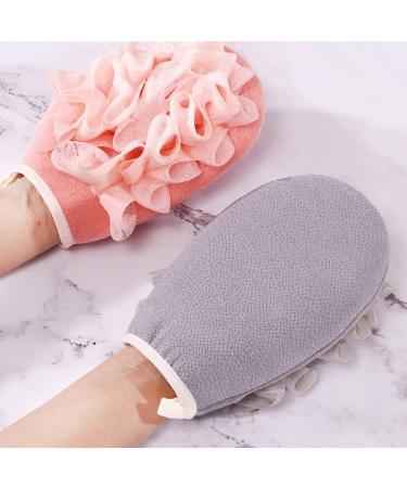 2PCS Pink Exfoliating Shower Gloves & Flower Bath Ball - Deep Cleaning Body Pad for Spa & Bathhouses - Buy Online on GoSupps.com