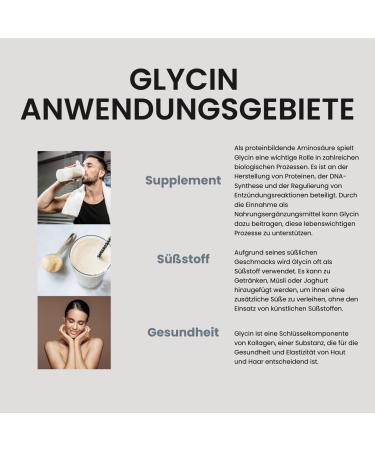 Glycine Powder 1000g - Vegan 330 Portions 100% Pure Amino Acid - Sweet Lactose-Free & Gluten-Free - Lab Tested Quality - Buy Online on GoSupps.com