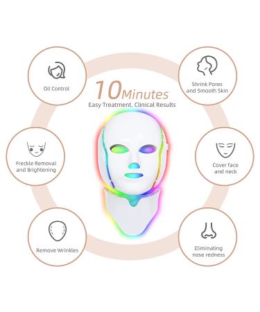 7 Color LED Face Mask Light Therapy for Skin Rejuvenation - Blue & Red Photon Lights for Home Facial Care on Face and Neck - Buy Online on GoSupps.com