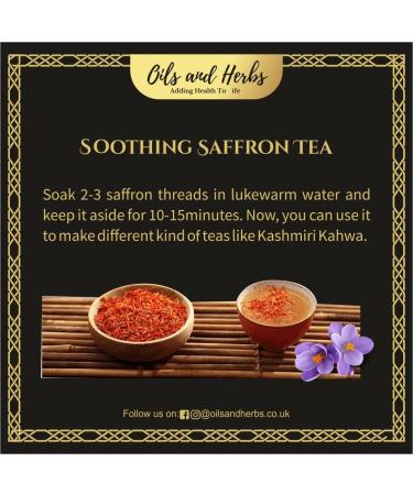 Oils and Herbs UK Extra Strong Pure Saffron - Original Kashmiri Red Threads - 3g Pack - Elevate Your Dishes with Luxury and Flavor - Buy Online on GoSupps.com