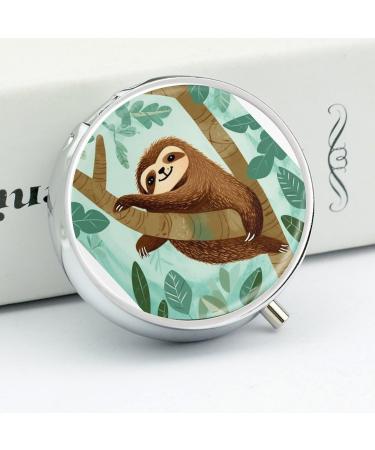 Travel Pill Box with Tree Sloth Design - 3 Compartment Portable Pill Organizer for Purse & Pocket - Buy Online on GoSupps.com
