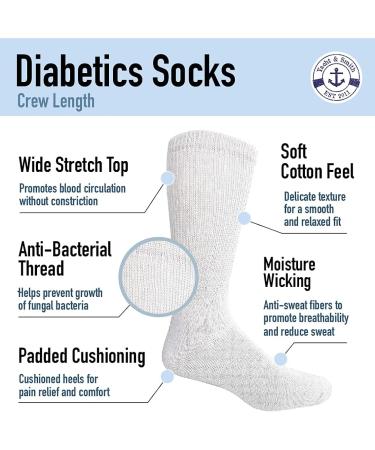 Yacht & Smith Women's Crew Diabetic Socks Value Pack - 12 Pairs, White - Buy Online on GoSupps.com