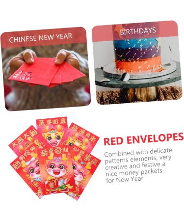ABOOFAN 60pcs New Year Red Envelopes Money Gift Cash Packets Wedding Red Envelopes 2024 Dragon Year Red Packet Red Money Bag Li Xi Red Gifts Dragon Year Envelope Card Personality Paper - Buy Online on GoSupps.com