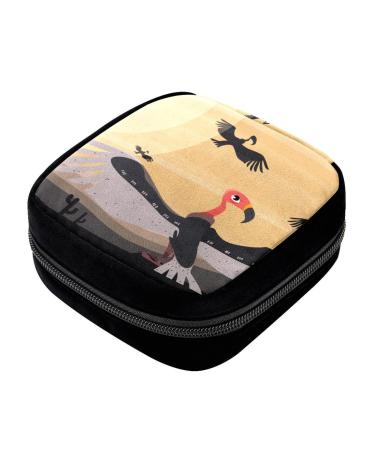 GIAPB Period Bag Sanitary Napkin Storage Bag Pad Holder for Period Makeup Pouch Animal Buzzard Bird Color814