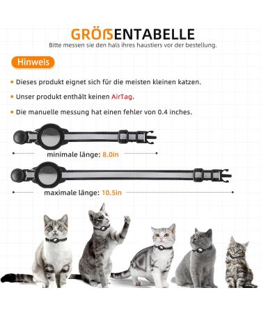 Reflective GPS Cat Neck Band with Apple AirTag Holder | Adjustable & Safe for Cats Kittens & Small Dogs - Black - Buy Online on GoSupps.com