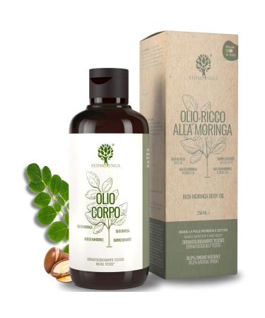 RedMoringa Anti-Cellulite Massage Oil - Body and Hair - 100% Natural - With Moringa, Jojoba, Rose, Shea Butter - Makes Skin Velluted - 250 ml - Made in Italy