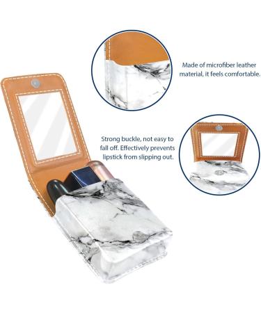 Travel Lipstick Organizer Case | Portable Makeup Bag with Mirror | Classic White Marbling - L736j9ddnu - Buy Online on GoSupps.com