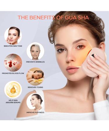 Buy Electric Gua Sha Facial Tools - Jade Stone Massager with Heat & Vibration for Anti-Aging Puffiness Relief & Skin Rejuvenation - Pink - Buy Online on GoSupps.com