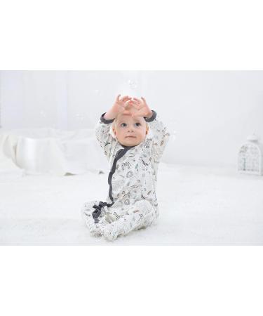MAMIMAKA Baby Rompers Pajamas Cotton Jumpsuit Set | Long Sleeve Footed Bodysuits for Boys and Girls | 3-6 Months | Pack of 2 - Buy Online on GoSupps.com
