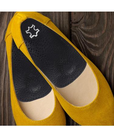 DOITOOL Plantar Fasciitis Relief Insoles - Arch Support Cushioned Inserts for Men and Women - Leather Arch Half Pad for Flat Feet - 1 Pair Black Heel Cushions - Size 39-40 - Buy Online on GoSupps.com