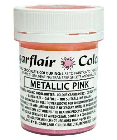 Sugarflair Metallic Pink Chocolate Paint - Coloured Cocoa Butter for Painting Directly Onto Chocolate Transfer Sheets or Moulds - 35g