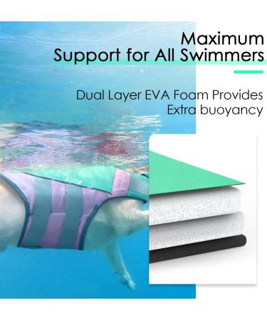 ThinkPet Adjustable Dog Life Jacket | Reflective Buoyancy Vest for Safe Water Adventures - Mint Green & Pink S - Buy Online on GoSupps.com