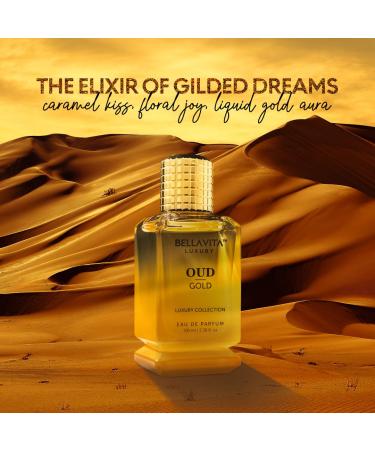 OUD GOLD Eau De Parfum (3.38 fl. oz.) | Intense Arabian Perfume for women & men | Notes : Caramel Orris Rose Jasmine | Family: Woody Gourmand Floral and Oud | Vegan & cruelty free - Buy Online on GoSupps.com