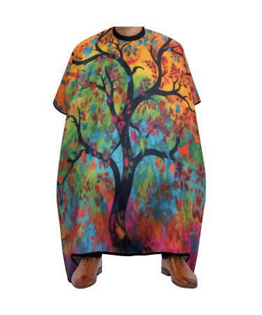 Tree of Life Forest Indian Mandala Bohemian Professional Barber Cape Polyester Hair Cutting Salon Cape Water Stain Resistant Apron Cutting Hair Beard Hairdressing Cape Anti-Static Haircut 56.7 66.9 in