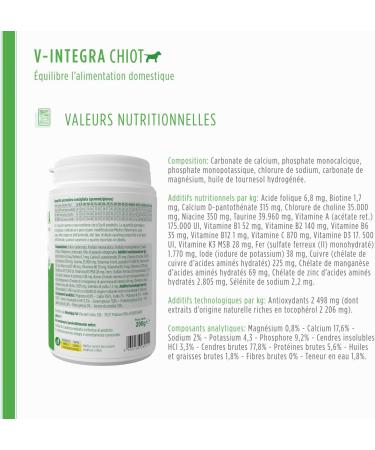 V-INTEGRA Puppy - Complete Supplement Rich in Vitamins and Minerals for Homemade and Barf Diets for Puppies - 200 g - Made in Italy - Buy Online on GoSupps.com