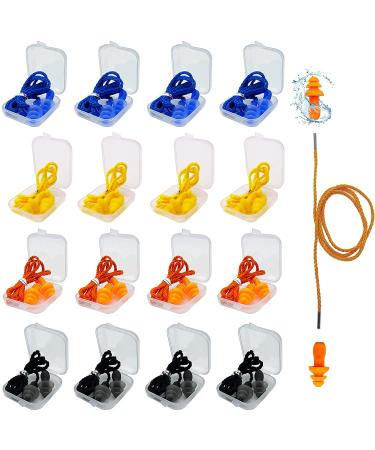 Ear Plugs for Sleeping Noise Canceling  16 Pairs Reusable Ear Plugs Soft Silicone Earplugs Noise Reduction with Nylon Cord Hearing Protection for Shooting Snoring Travel  Work  Studying  Loud Noise
