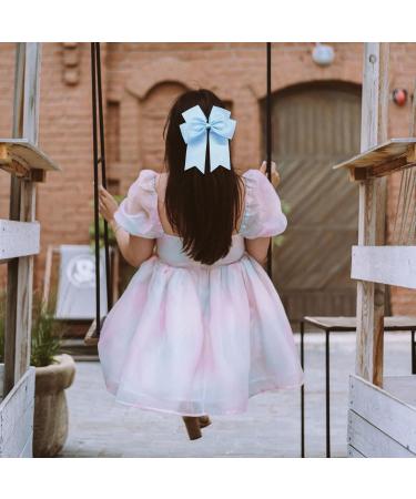 2 Pack 6 inch Bow Hair Clips Large Hair Bow Hair Barrette Clips for Women Girls Blue Hair Bow Light Blue - Buy Online on GoSupps.com