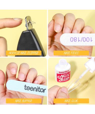 Teenitor Fake Nails Kit - Clear Coffin Press On Nail Tips Nail Art Supplies Glitter & Rhinestones for Stunning Nail Designs | International Shipping Available - Buy Online on GoSupps.com
