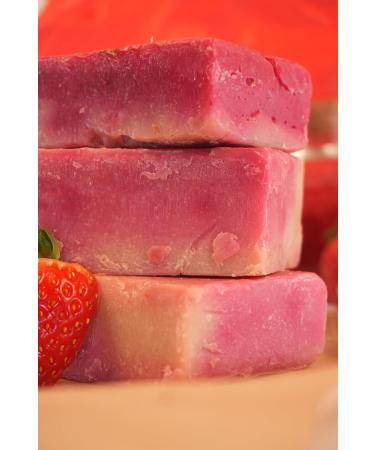 Olive Oil Soap Bar - Handmade 100% Pure Natural Vegan - Strawberry Vanilla Scent - 1 Bar - Buy Online on GoSupps.com