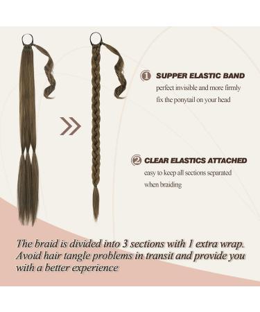BARSDAR 86cm Braided Ponytail Extension - Soft Synthetic Hair Natural Look DIY Hair Accessories Golden Brown Strawberry Blonde Mix - Pack of 1 - Buy Online on GoSupps.com