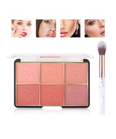 MEICOLY 6-Color Face Blush Palette - Shimmer Matte Mineral Blusher Set for Contour & Highlight with Brush - Bright Cheek Makeup - Buy Online on GoSupps.com