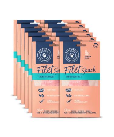Pets Deli Filletsnack for cats with tuna fillet in your own juice and green tea without sugar and gluten 12 x 25g thuna fillet 25 g (12 Pack)