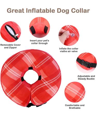 Lyneun Adjustable Inflatable Breaker Crane Collar for Dogs & Cats - Soft Leak Protection Red - Ideal for Pet Comfort & Safety - Buy Online on GoSupps.com
