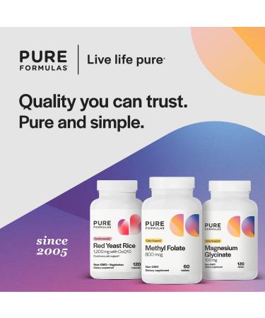 PureFormulas Methylfolate 800 mcg Active B9 (5-MTHF) for Cardiovascular Nerve & Mood Health Non-GMO Vegetarian Tablets 60 Count 60 Count (Pack of 1) - Buy Online on GoSupps.com