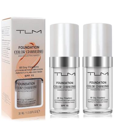 DongEr 2 Pack Color Changing Foundation Flawless White Makeup Long Lasting Waterproof SPF 15 for Face