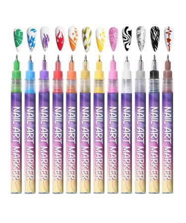 Gel Nail Paint Nail Pen Set | Nail Paint Marker Kit | Nailless Art Pens with Easy Application for Creative Designs Manicures and Pedicures