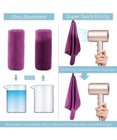 Bogi Microfiber Travel Sports Towel - Quick Dry & Soft Lightweight Towel for Camping, Gym, Beach | Absorbent & Compact Microfiber Towel - Purple M 40''x20 - Buy Online on GoSupps.com