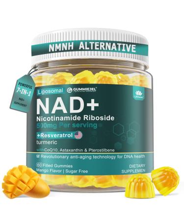 Liposomal NAD+ Resveratrol Supplement | Nicotinamide Riboside 1000mg, B3, CoQ10 | NMNH Supplement Alternative for Anti-Aging, Cellular Energy & Focus, NAD Plus for Women & Men, Sugar Free, 60cts