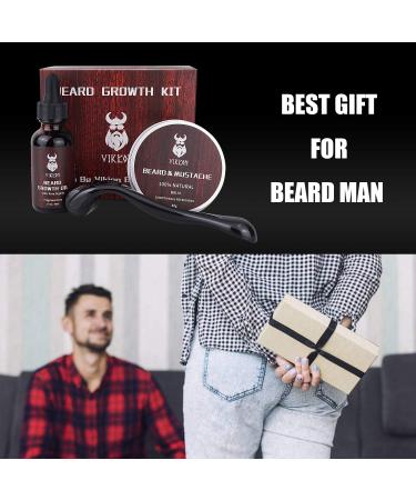 INVJOY Beard Growth Kit & VIKICON Beard Care Set | Top Beard Growth Products for Men - Derma Roller Serum Oil & Balm - Buy Online on GoSupps.com