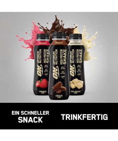 Optimum Nutrition High Protein Shake - Low Fat No Added Sugar Chocolate - 10x500ml Post Workout Snack for Men & Women - Buy Online on GoSupps.com