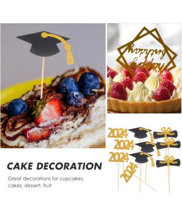 UPKOCH 24 Pcs Graduation Cake Toppers Graduation Cupcakes Picks 2024 Congrats Grad Cake Decor Graduation Party Decorations - Buy Online on GoSupps.com