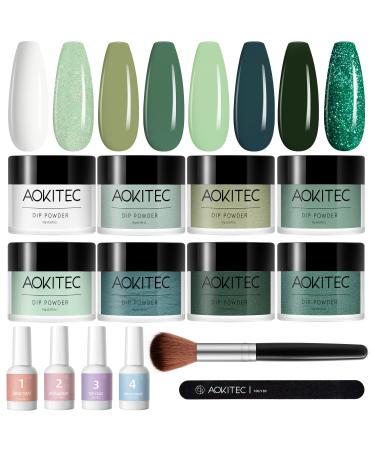 Dipping Powder Nails Set | Aokitec 14pcs Starter Kit - 8 Colors Glitter Acrylic Nail Powder for DIY Manicure & Salon Quality - Buy Online on GoSupps.com