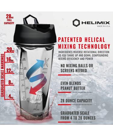 Helimix Vortex Blender Shaker Bottle 28oz - USA Made, No Whisk, Portable for Protein, Cocktails & Smoothies - Dishwasher Safe - Buy Online on GoSupps.com