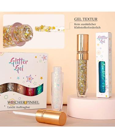  EONFAVE Glitter body gel 6 colors colorful glitter body glitter glitter liquid gel for Christmas festivals masquerades glitter for body hair eyes  - Buy Online on GoSupps.com