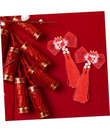 ibasenice 1 Pair pair clip Japanese-style Hanfu red hair womens hair clips chinese hair accessories vintage long tassel hair clip Chopsticks Asia fabric long tassels China hairpin - Buy Online on GoSupps.com