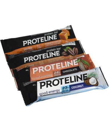 Rif Sp z oo PROTELINE Mix Protein Bars Salted Caramel Coffee Coconut & Chocolate Mix Protein Bars Salted Caramel Coffee Coconut & Chocolate 24x40g - Buy Online on GoSupps.com