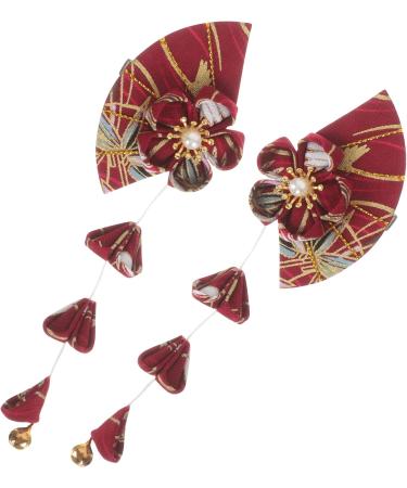 3 Pairs Traditional Japanese Hair Tiaras for Girls Adhesive Clips Hair Barrettes for Women Flower Hair Clips for Women Womens Hair Accessories Hair Decor Hanfu Tassel Cloth Bridek1 - Buy Online on GoSupps.com